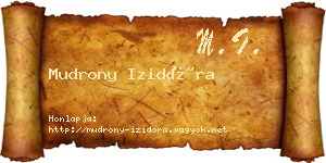 Mudrony Izidóra névjegykártya